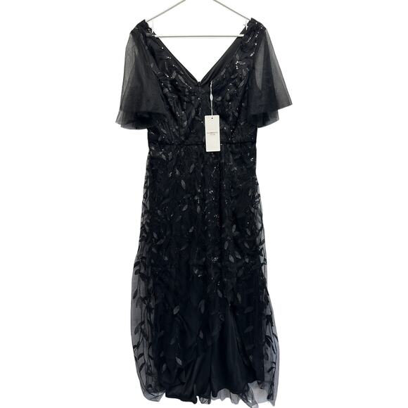 Ever Pretty Black Sequin Mesh Maxi Dress 🖤 NWT XXL Gothic Fairy Formal Gown - Picture 1 of 12